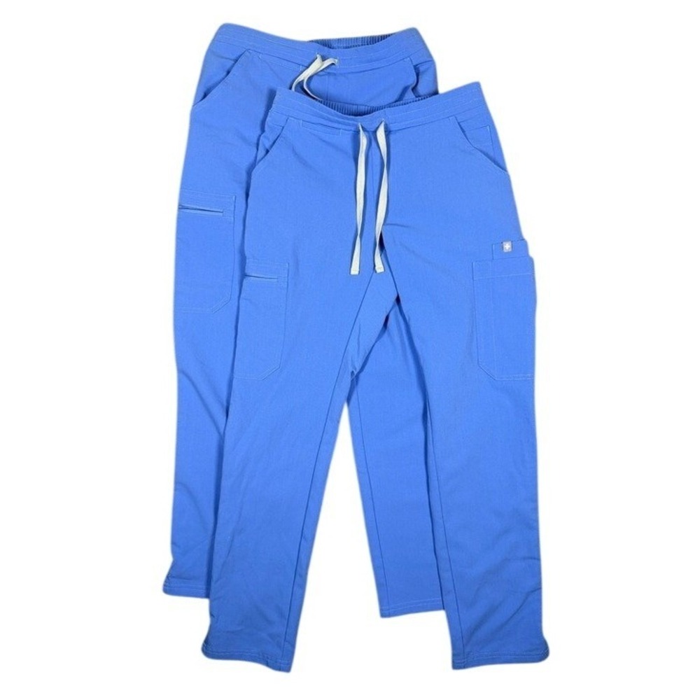 (2) FIGS Technical Collection Ceil Blue Cargo Scrub Pants TW2000P‎ Women XXS Pet